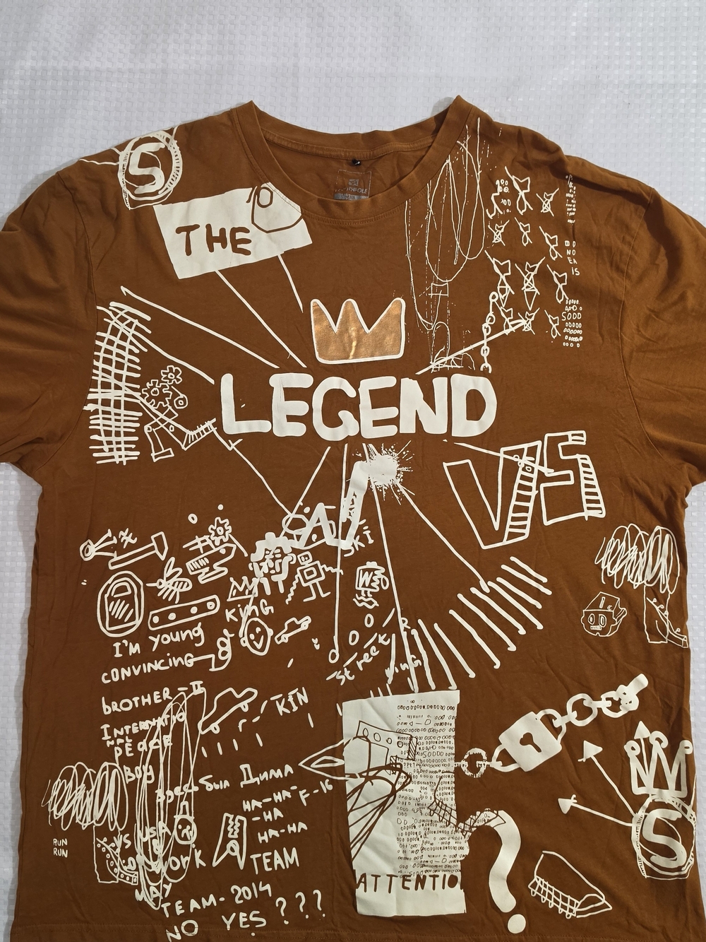 Vintage Southpole "The Legend VS" Graffiti Graphic T-Shirt Brown 3XB Y2K